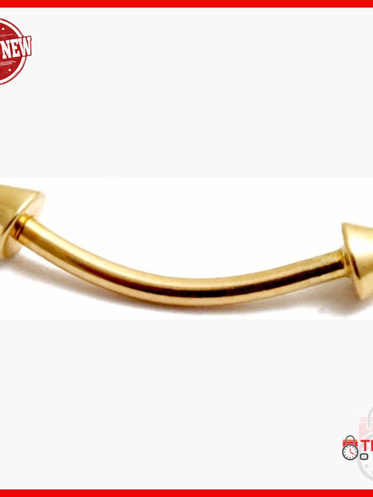 14k Gold Curved Spike Eyebrow Barbell  16 Gauge Body Piercing
